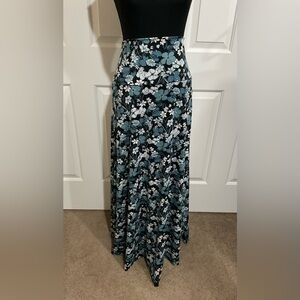 LuLaRoe Floral Maxi Skirt - Black, Blue, White